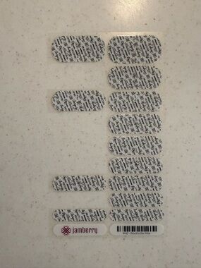Jamberry White and Black Script Nail Wraps